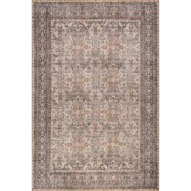 Nuloom Hillstone Collection Else Traditional Vintage Medallion Area Rug, 4' x 6', Beige