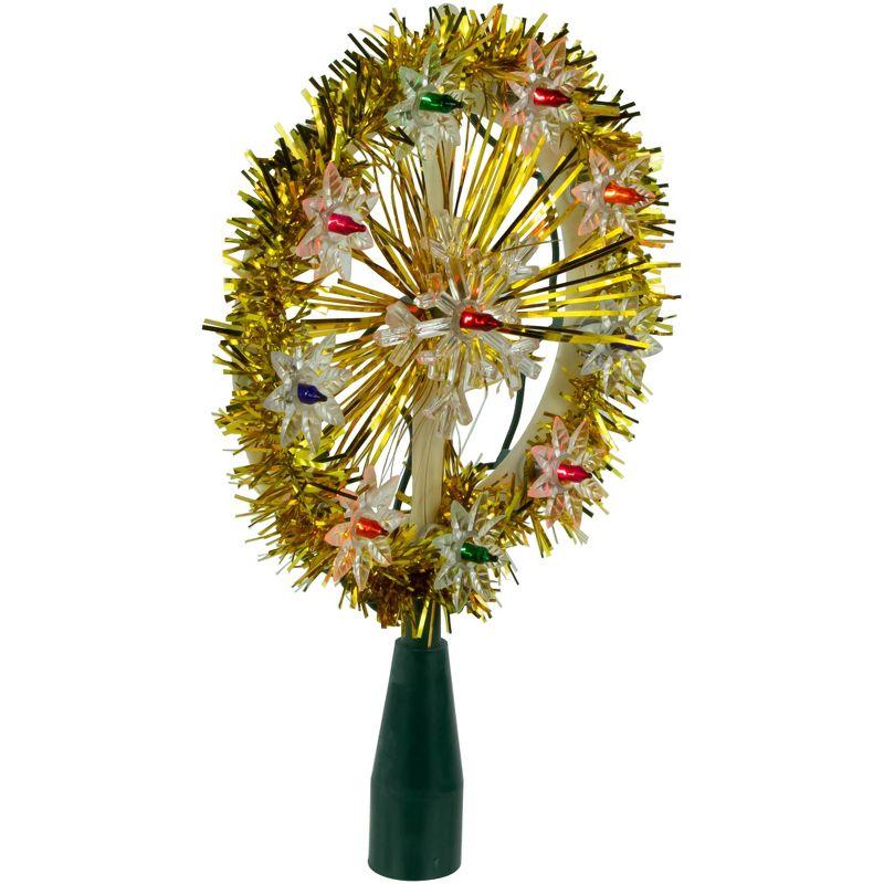 Northlight 7" Pre-Lit Gold Snowflake Starburst Christmas Tree Topper - Clear Lights