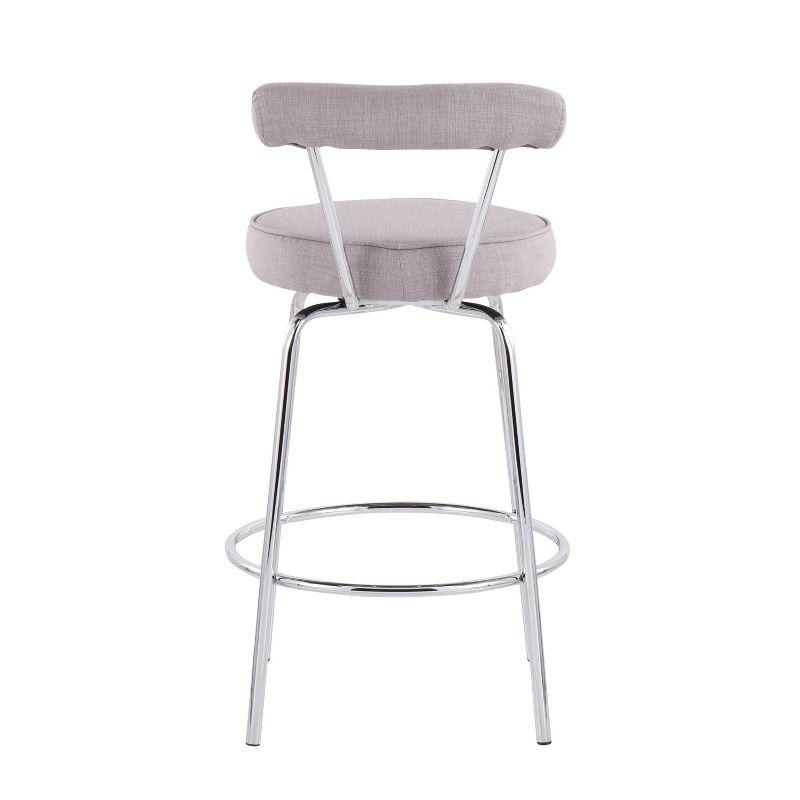 Contemporary Chrome 20" Swivel Counter Stool in Light Grey