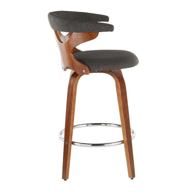 Set of 2 Dark Gray Wood and Metal Swivel Counter Stools