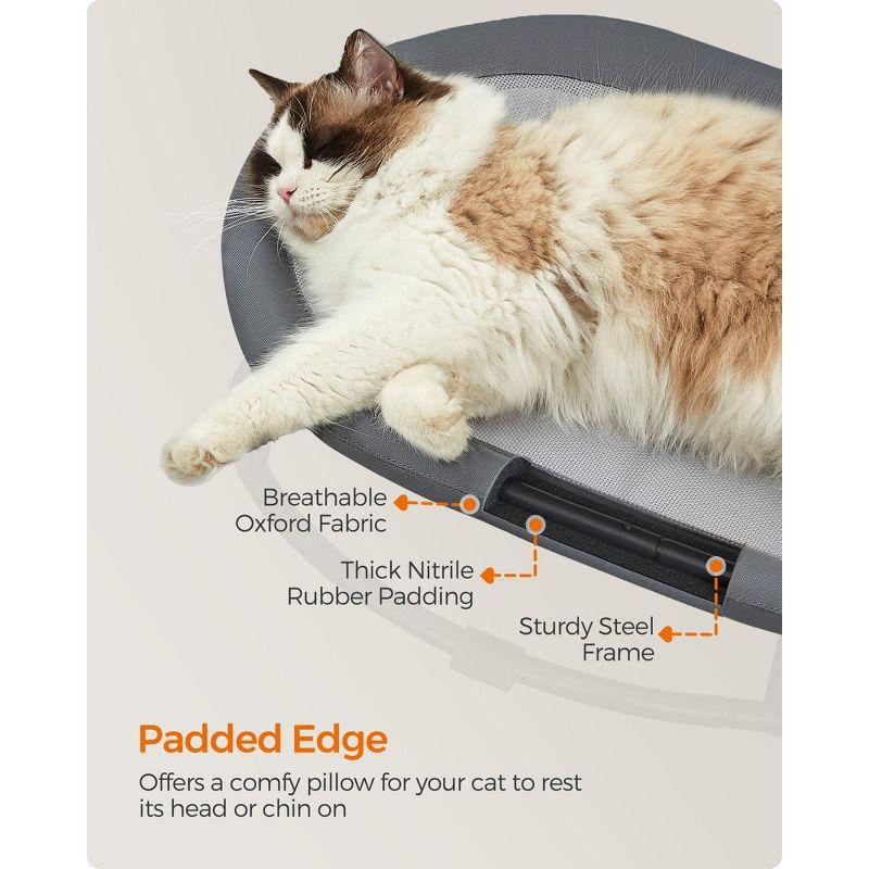 Feandrea Pet Bed, Cat Hammock, Elevated Cat Bed for Multiple Cats, with Removable Washable Mesh, for Pets up to 28 lb, Oval, Gray