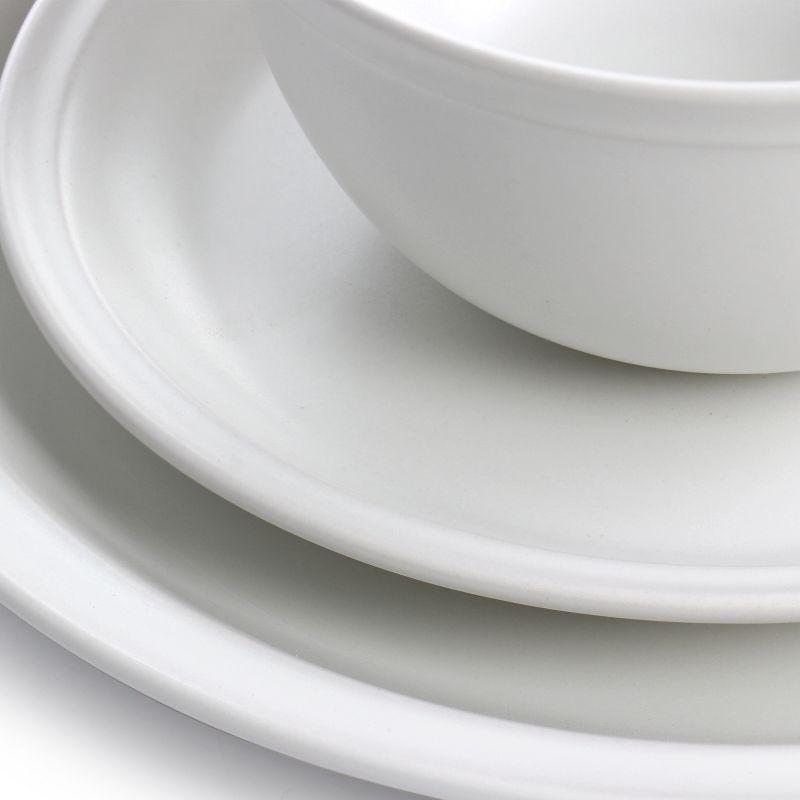 Gibson Home Siam 12 Piece Round Stoneware Dinnerware Set in White