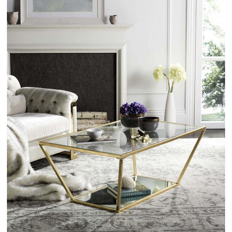 Allene Gold and Clear Glass Rectangular Coffee Table