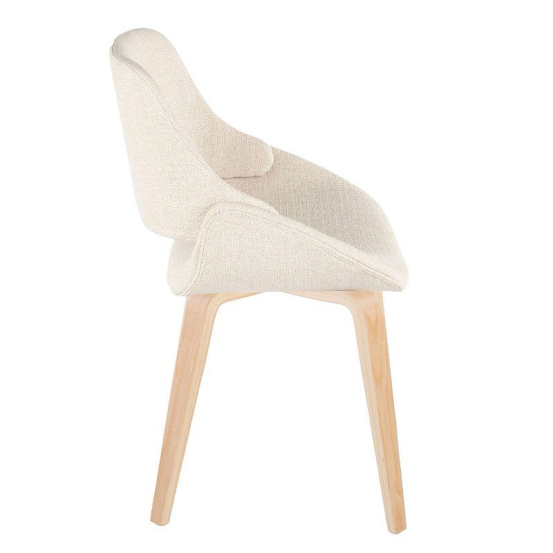 Natural Wood Cream Fabric Upholstered Side Chair