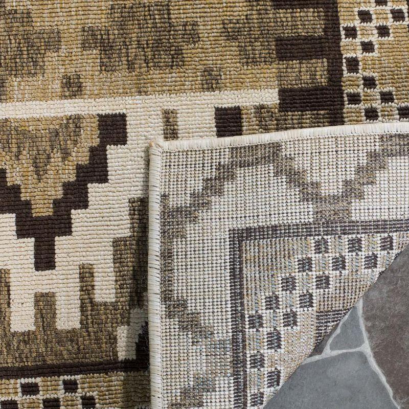 Veranda VER096 Power Loomed Indoor and Outdoor Area Rug - Creme/Brown - 4'x5'7" - Safavieh.