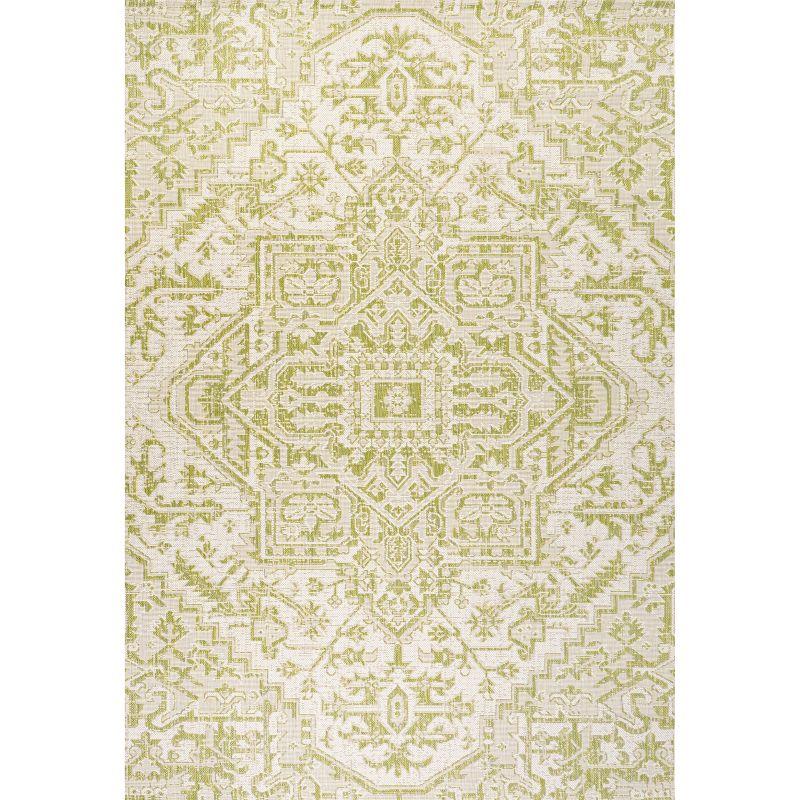 Estrella Bohemian Inspired Medallion Textured Weave Indoor/Outdoor Area Rug - JONATHAN Y