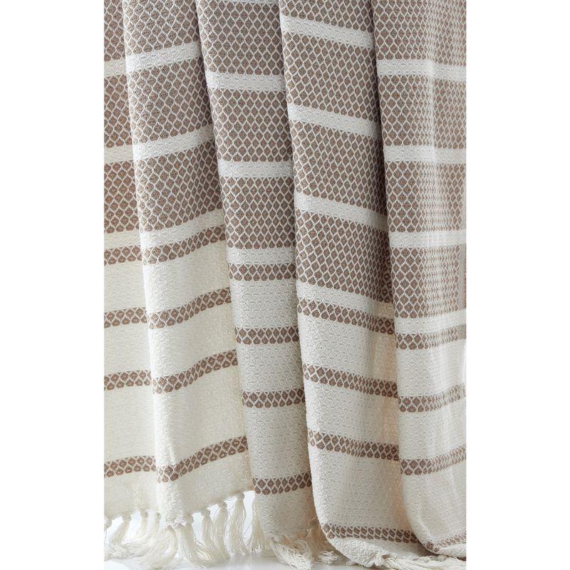 Modern Threads 100% Recycled Cotton, 60 x 70, Hilo, Throw Blanket, Khaki