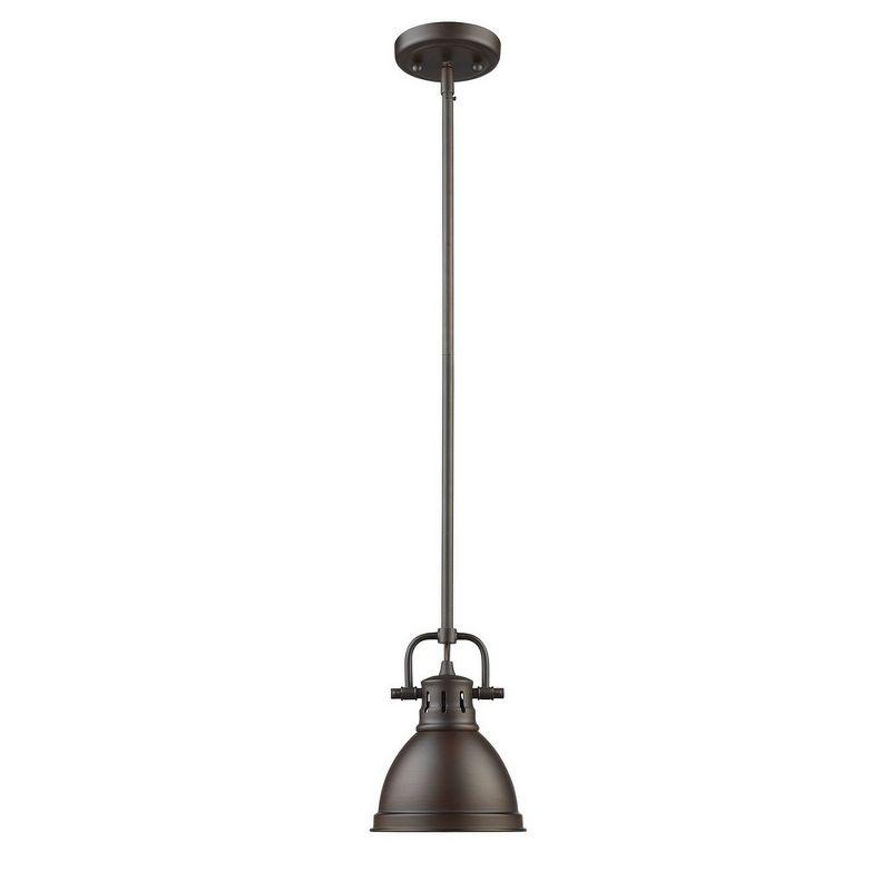 Duncan Mini Pendant Rod-Hung in Rubbed Bronze with Open-Bottom Shade