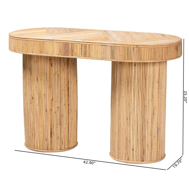 Iryna Natural Rattan and Wood Bohemian Console Table