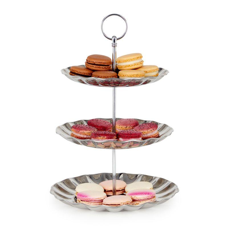 Silver Metal 3-Tier Round Dessert Stand