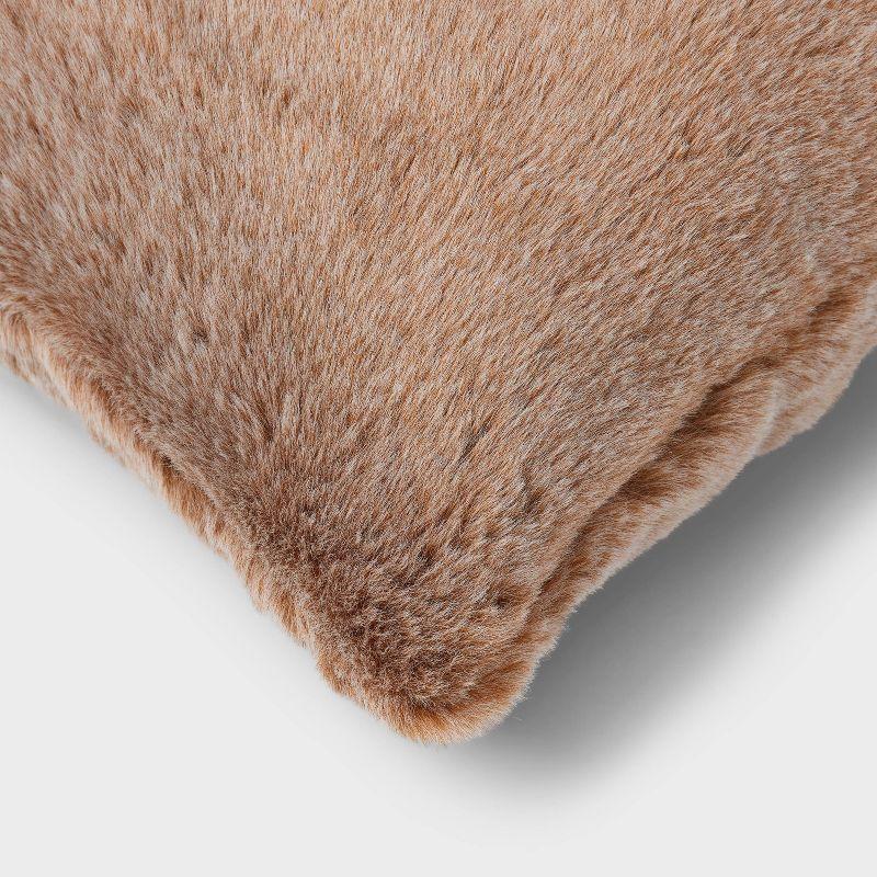 Square Luxe Faux Fur Throw Pillow Caramel - Threshold™