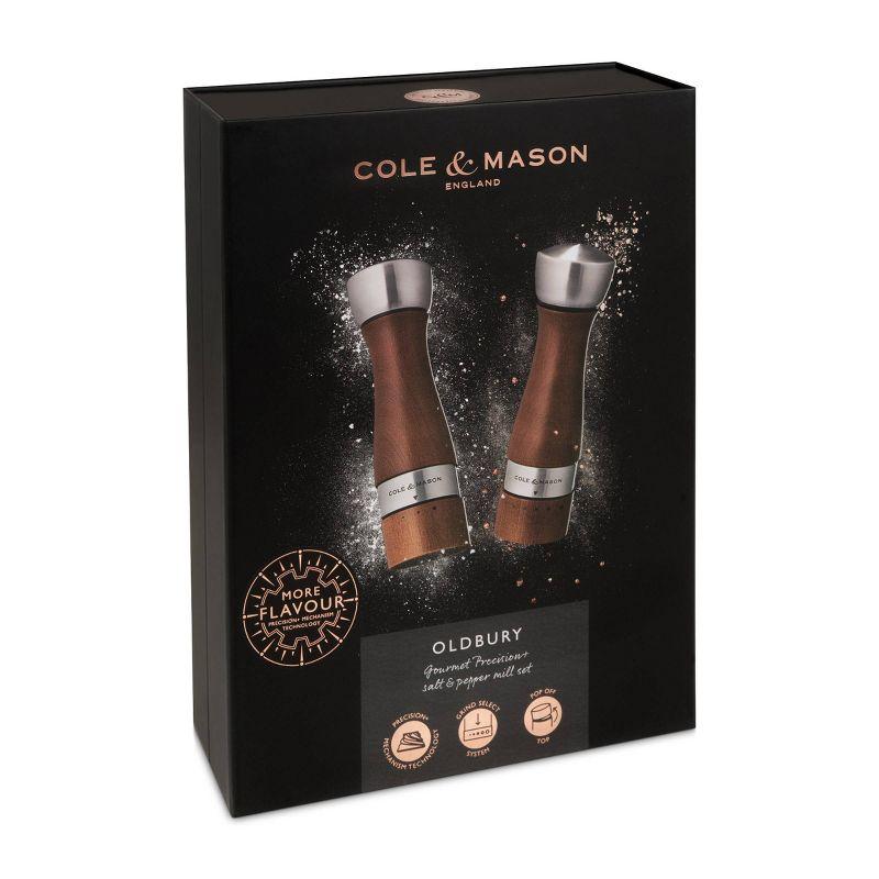 Oldbury Brown Beechwood and Steel Salt and Pepper Grinder Set