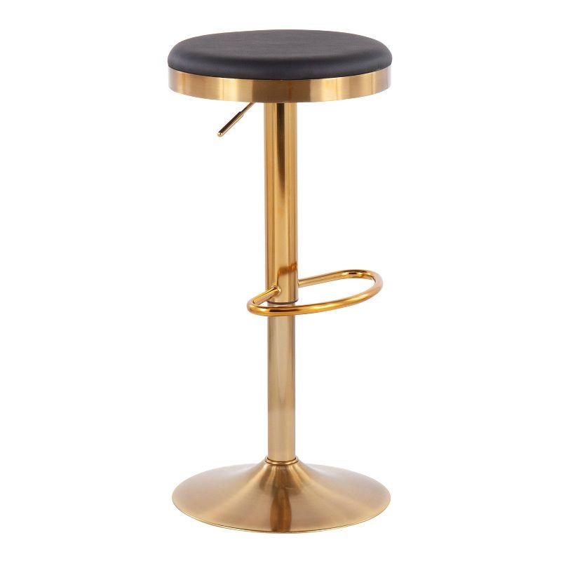 Set of 2 Dakota Glam Adjustable Barstools: Swivel, Footrest, Steel/Faux Leather - LumiSource