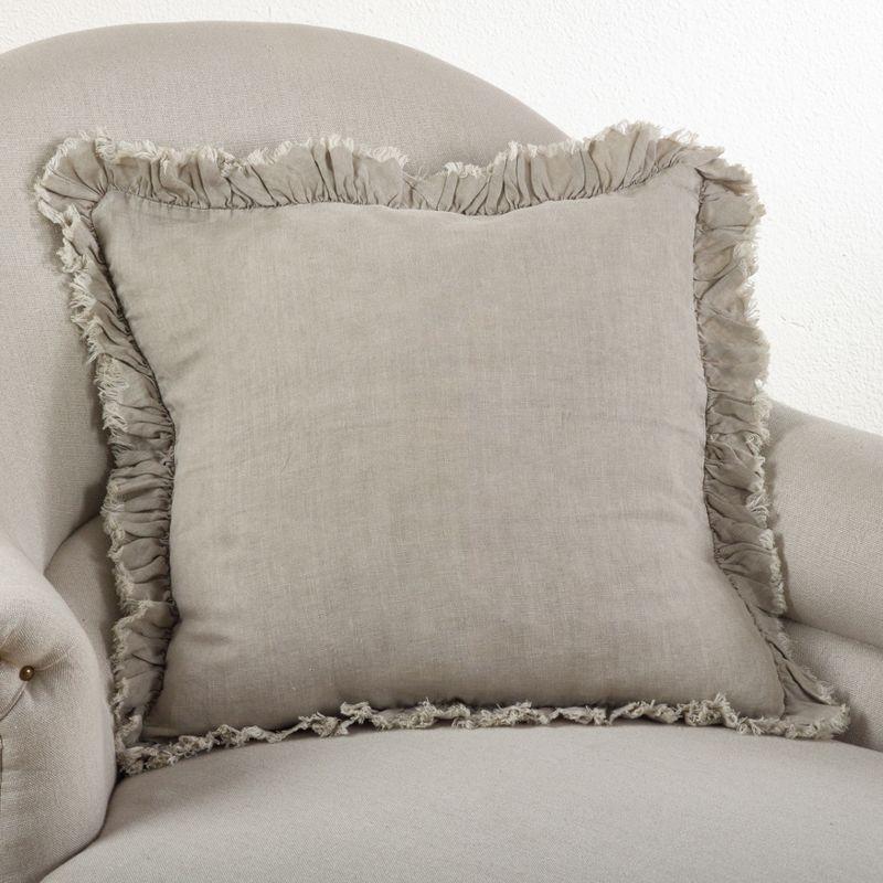 Saro Lifestyle Ruffled Linen Down Filled Throw Pillow