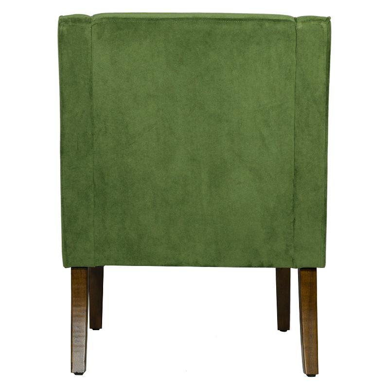 Forest Green Velvet Swoop Arm Accent Chair with Wood Legs