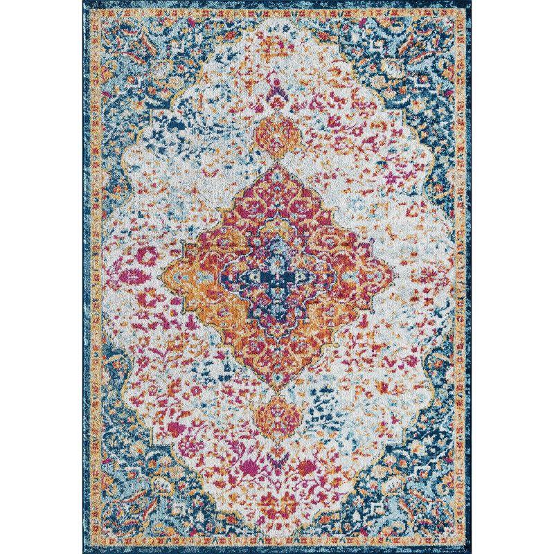 Vivid Beauty Vintage Blue Rectangular Reversible Area Rug 6' x 9'