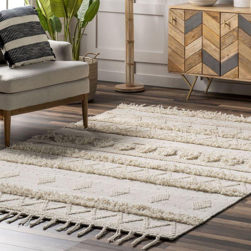 Arvin Olano x Rugs USA Chandy Textured Wool Ivory Area Rug