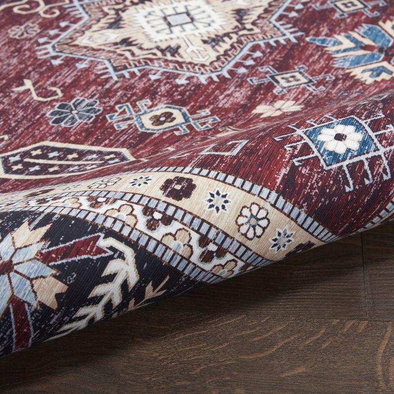 Nourison Fulton Vintage Medallion Non-Slip Flatwoven Indoor Rug Red 2'3" x 7'6"