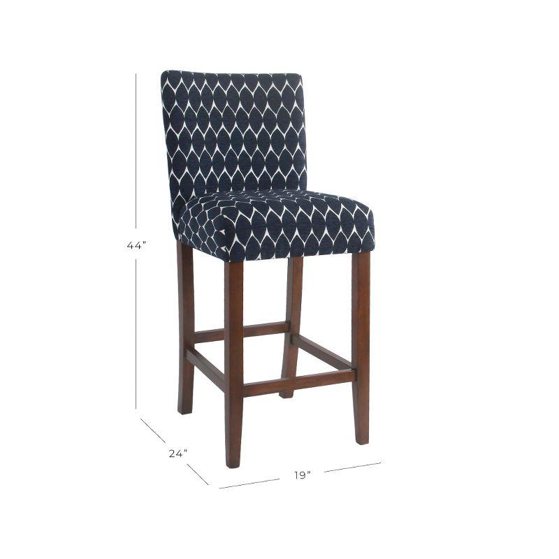 Mid-Tone Walnut Wood Barstool in Textured Navy - 24" Height