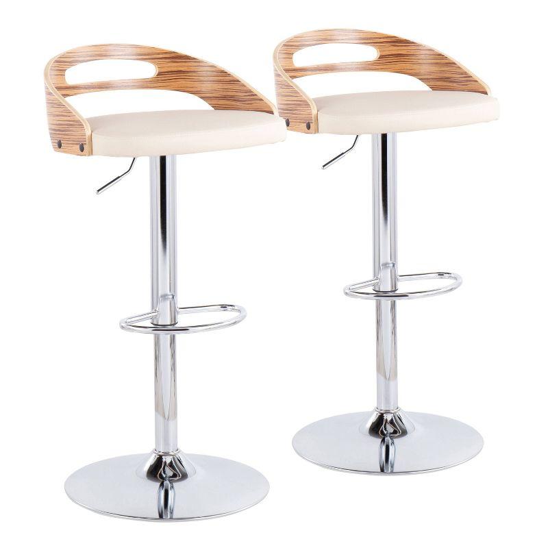 Set of 2 Cassis Mid-Century Modern Adjustable Barstool - LumiSource