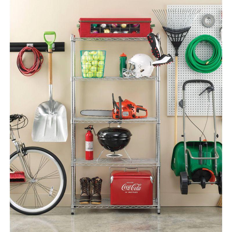 Whitmor Supreme 5 Tier Shelving Chrome Silver: Steel Wire Shelf, Metal Shelving Unit, 1750 lbs Capacity, 36" W x 14" D x 72" H