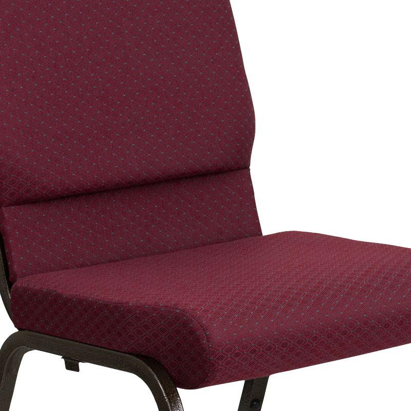 Emma and Oliver 18.5"W Stack Church Chair, Burgundy Patterned Fabric/Gold Vein
