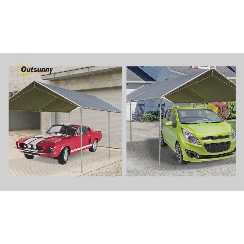 Outsunny 10'x20' Carport Heavy Duty Galvanized Car Canopy with Included Anchor Kit, 3 Reinforced Steel Cables