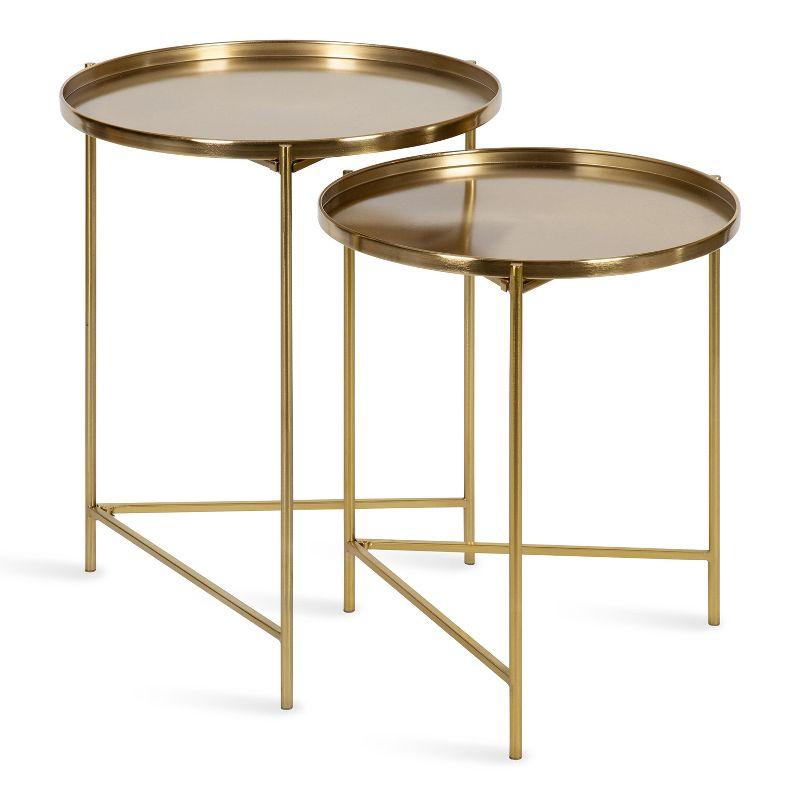 Kate and Laurel Ulani Round Metal Nesting Table, 2 Piece, Gold
