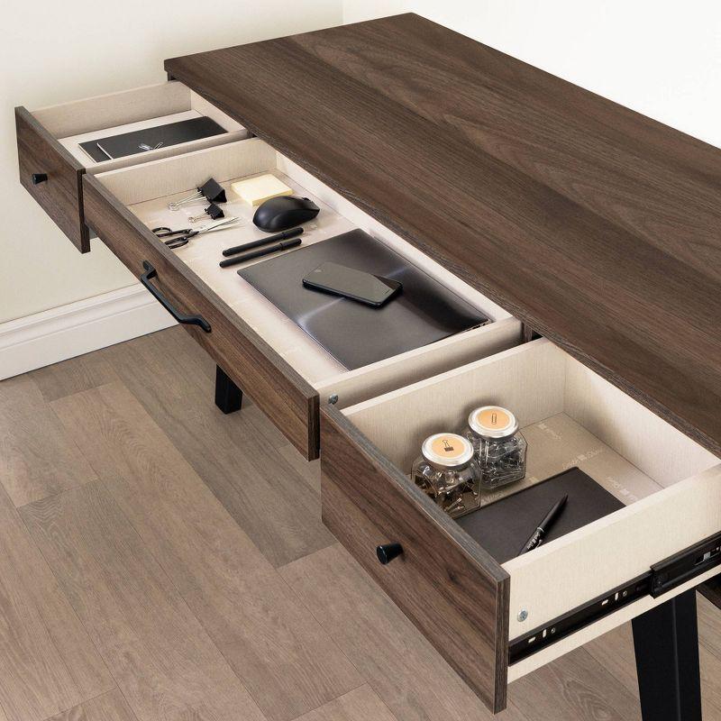 Natural Walnut Computer Desk with Power Outlet and USB Ports