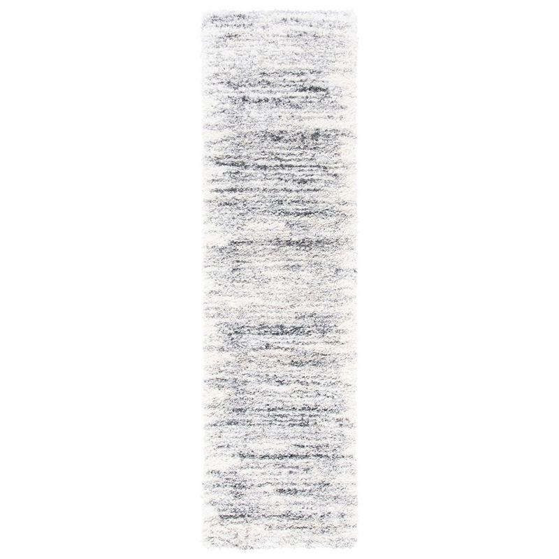 Fontana Shag 800 FNT850 Power Loomed Indoor Runner - Ivory/Grey - 2'3"x12' - Safavieh