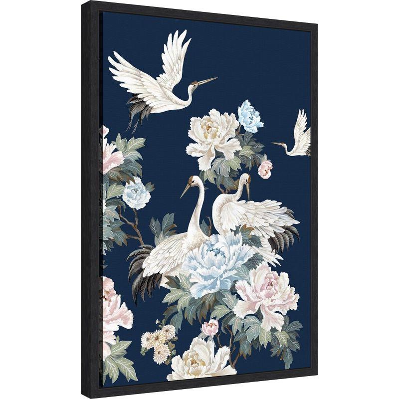 Amanti Art Pearly White Cranes II by Eva Watts Canvas Wall Art Print Framed 16 x 23-in.