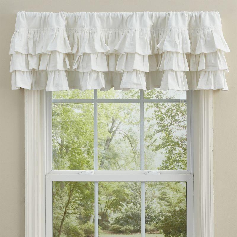 White Cotton Ruffled Country Kitchen Valance