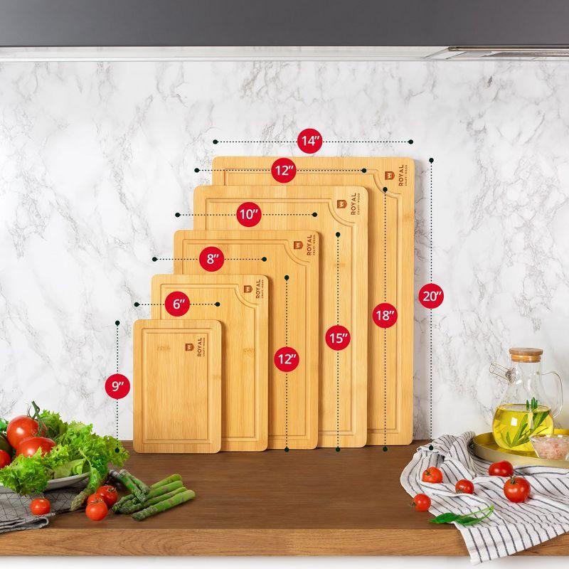 Royal Craft Wood Bamboo Cutting Board Set of 5