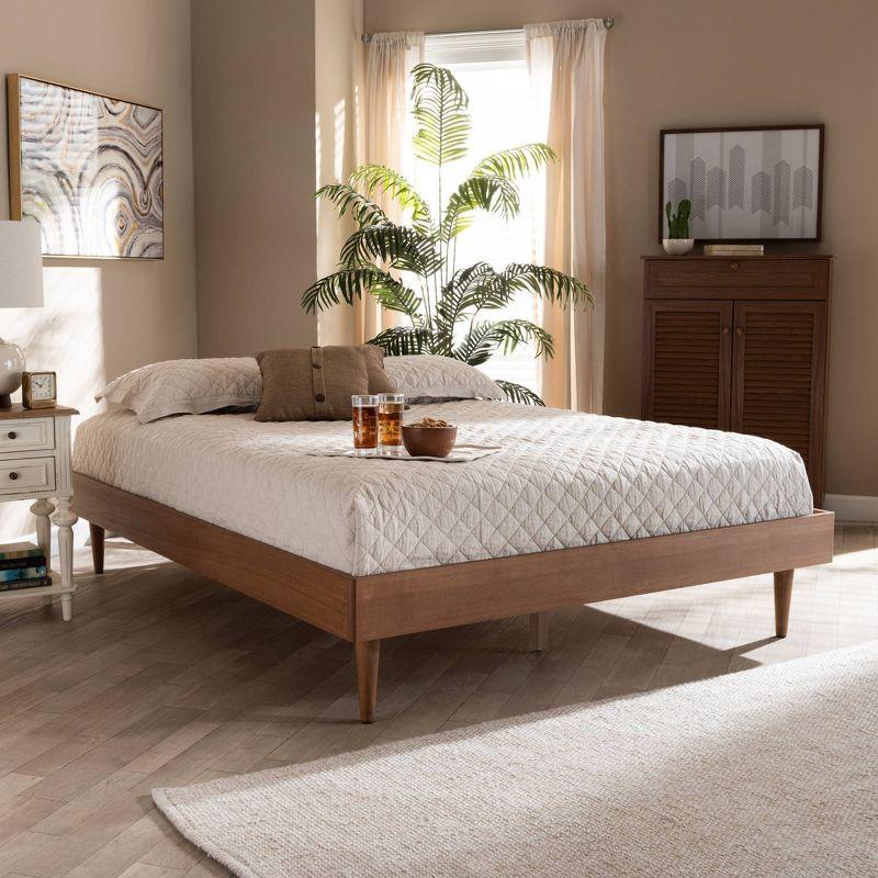 King Rina Wood Bed Frame Ash Walnut - Baxton Studio