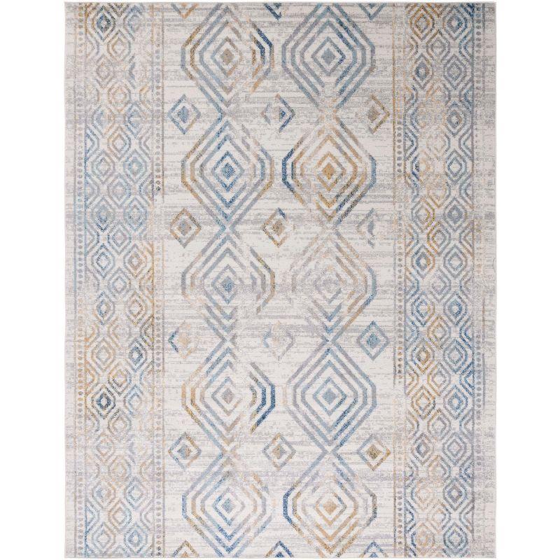 Gray and Ivory 8' x 10' Synthetic Area Rug