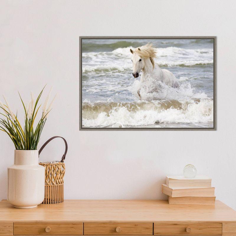 23"x16" Camargue Horse in the Surf by Ellen Goff Danita Delimont - Amanti Art: Modern Lithograph, Oceanic Animal