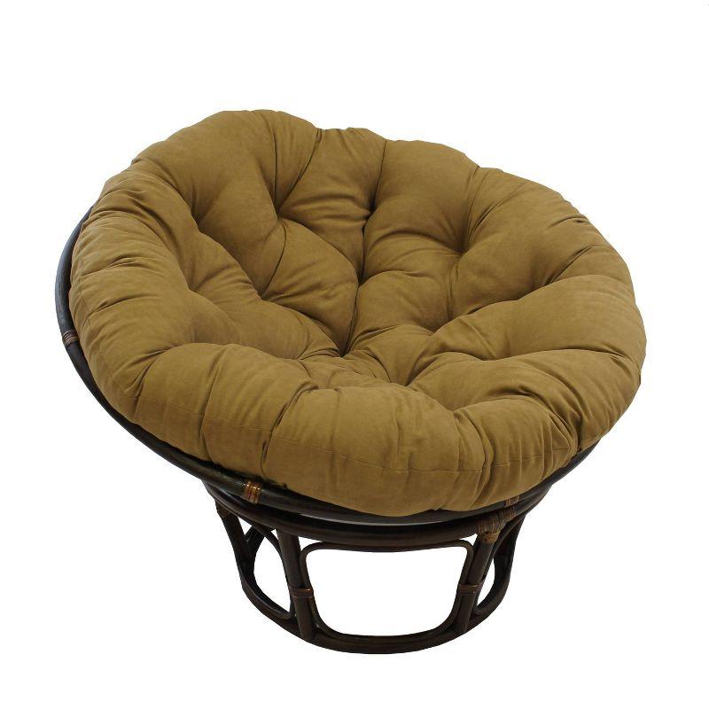 42" Rattan Papasan Chair with Micro Suede Cushion Saddle Brown - International Caravan: Bohemian Style, Walnut Finish, Comfy Lounge Seating