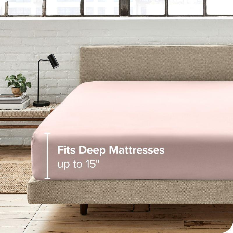 300 Thread Count Organic Cotton Percale Twin Fitted Sheet Dusty Pink by Bare Home