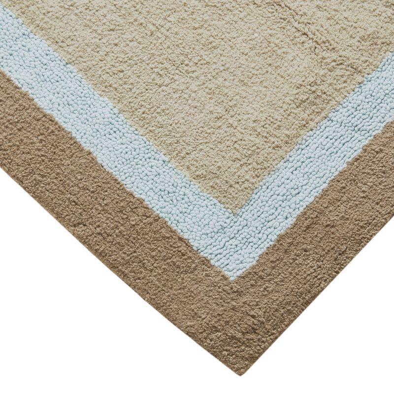 27"x45" Salem Border Bath Rug Blue: Madison Park, Cotton Tufted, Machine Washable, Latex Backing