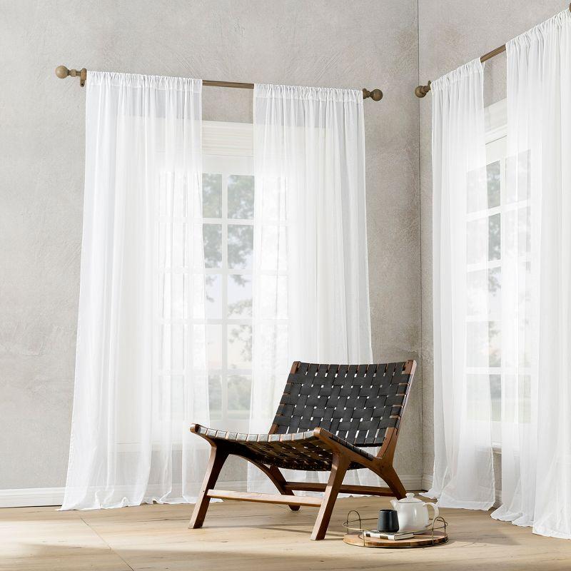 50"x84" Archaeo Sheer 100% Cotton Curtain Panel White: Transitional Voile Rod Pocket Indoor Drapery