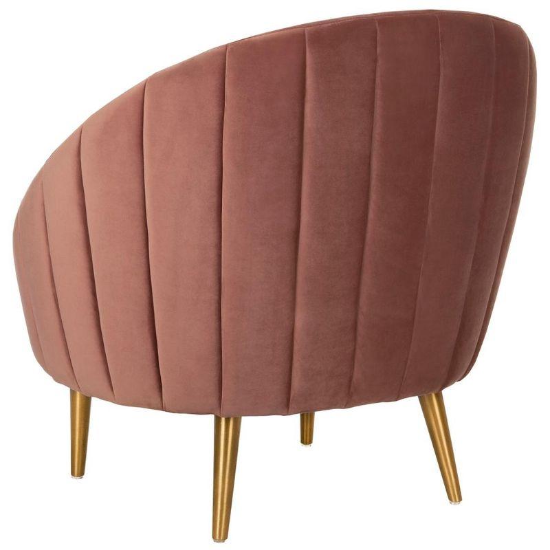 Dusty Rose Velvet Barrel Armchair with Gold Legs