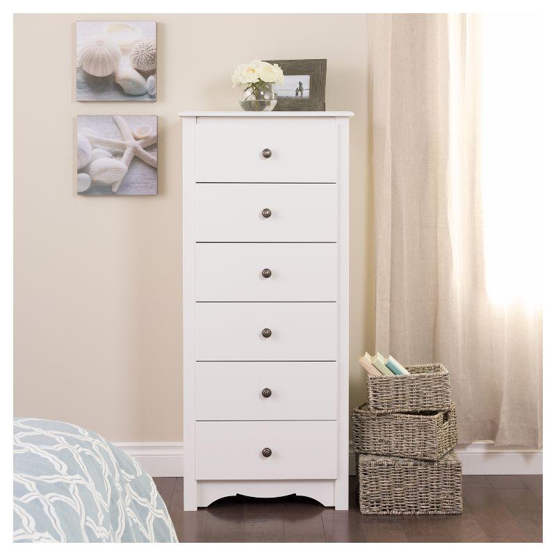 53" Monterey Vertical Dresser White - Prepac: Bedroom Storage, 6-Drawer Lingerie Chest