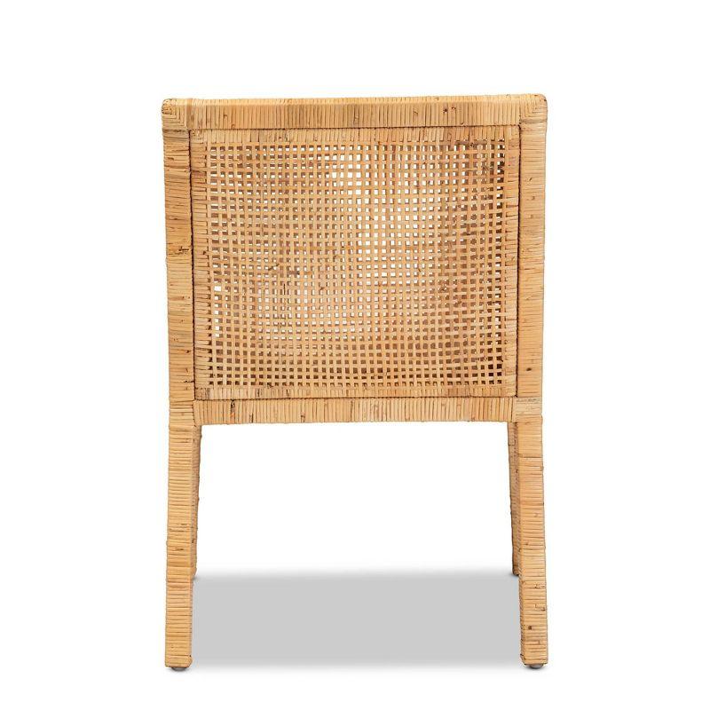 Karis Wood and Rattan Armchair Natural/White - bali & pari: Polyester Upholstery, No Assembly Required