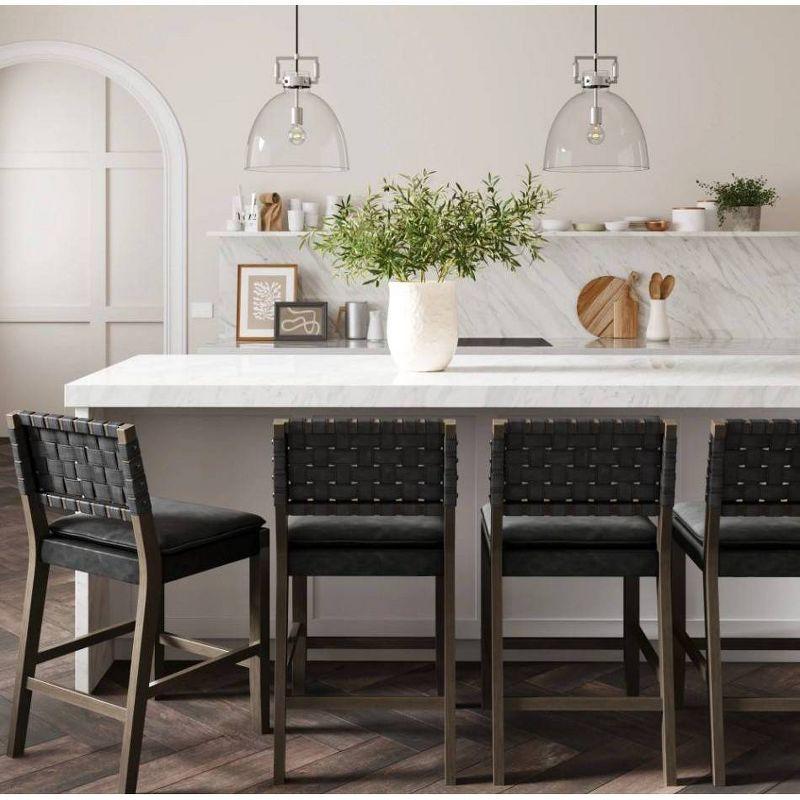 Nathan James Set of 4 Cohen Faux Leather Counter Height Barstool Black