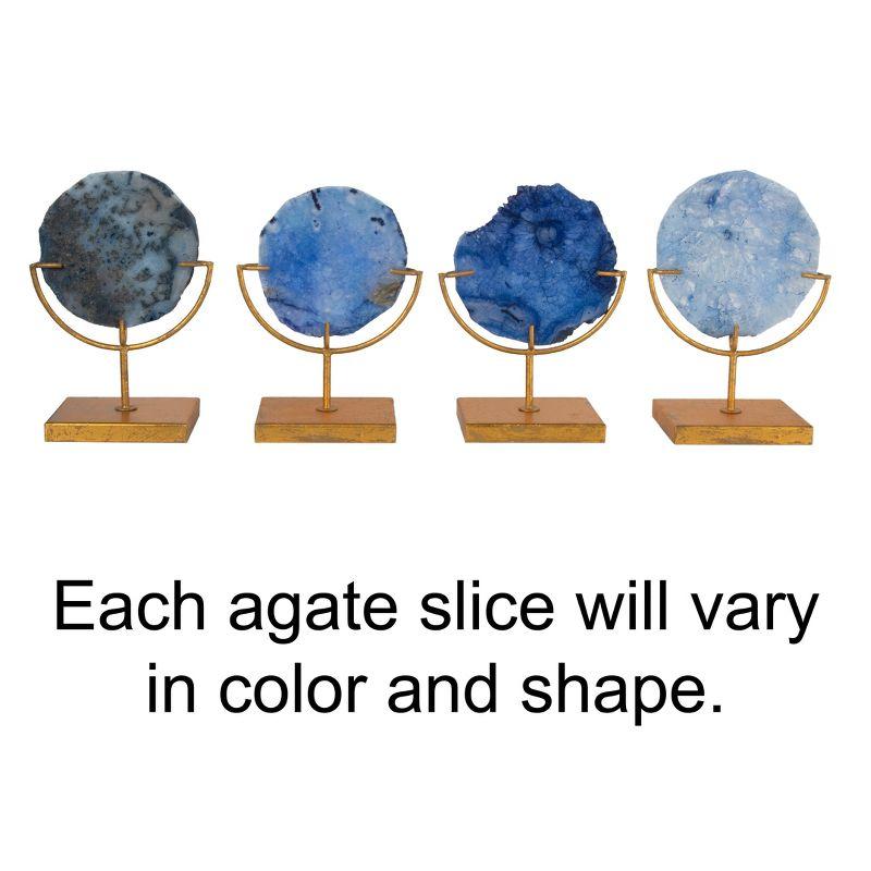 Storied Home Agate on Stand Blue 4" Includes 1 Stand Only: Luxury Glam Metal Sculpture, Indoor Decorative Object