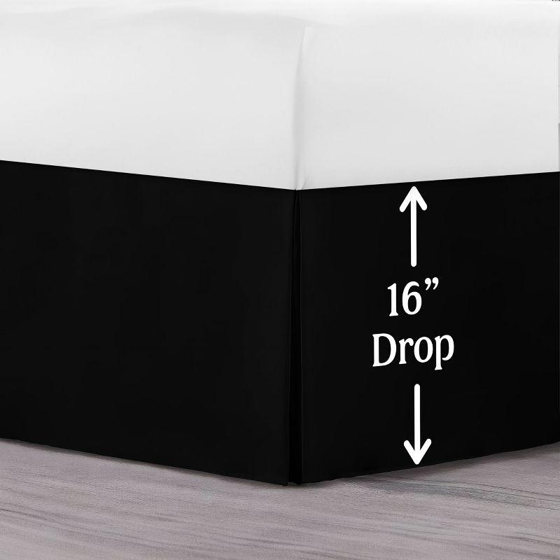 Microfiber Plain Bed Skirts Easy Fit Full Size Bed Skirt by Lux Decor Collection- Black