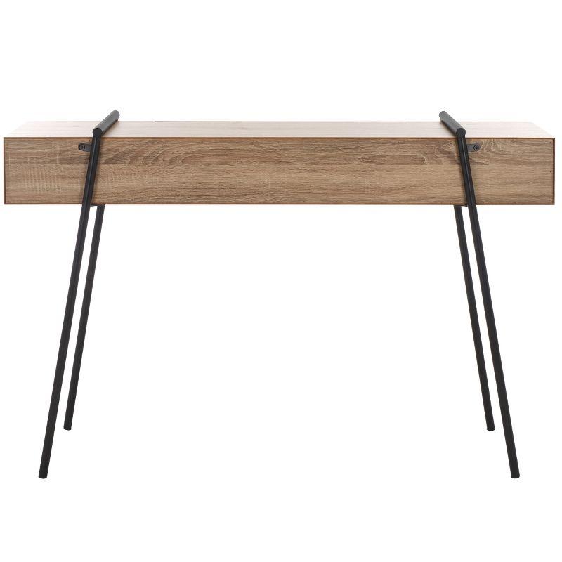 Light Grey Oak and Black Metal Console Table