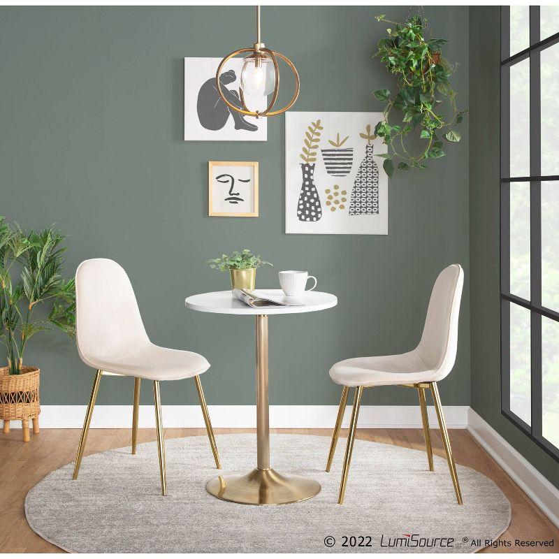 Pebble 24" Bar Height Table Gold/Whites - LumiSource: Modern Round Pedestal, MDF Top, Metal Frame, Seats 2