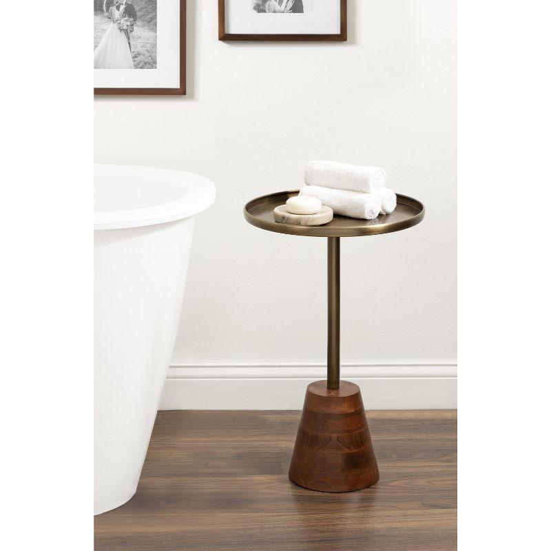 Kate and Laurel Tira Round Side Table, 14x14x24, Walnut Brown