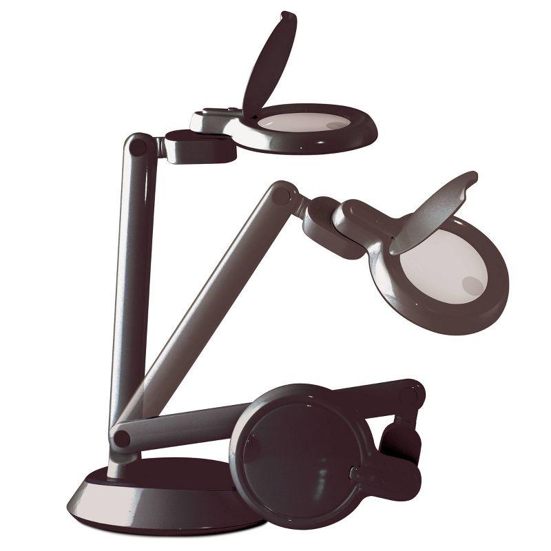 OttLite Space Saving LED Magnifier Desk Lamp - 1.75x Optical Grade Magnifier, Pivoting Head